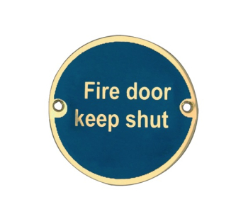 InchFire Door Keep ShutInch 75mm Round Sign - Satin Anodised Aluminium