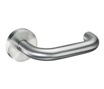 A12 Satin Stainless Steel Lever On Round Rose (Sprung) - Curved Handle