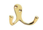 Victorian Double Robe Hook - Polished Brass