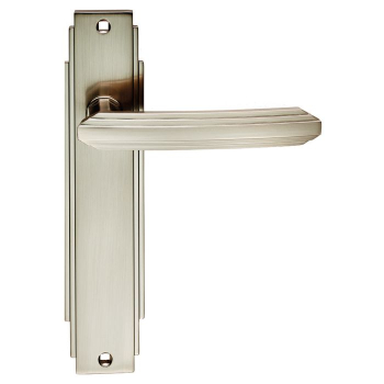 Art Deco Lever On Latch Backplate - Satin Nickel Art Deco Lever On Latch Backplate - Satin Nickel