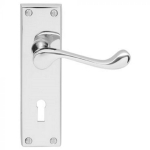 Polished Chrome Victorian Scroll Lever On Backplate - Standard Lock