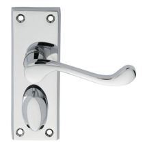 Polished Chrome Victorian Scroll Lever On Backplate - Privacy