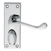 Polished Chrome Victorian Scroll Lever On Backplate - Privacy Polished Chrome Victorian Scroll Lever On Backplate - Privacy