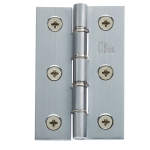 76 X 50 X 2.5mm Double Stainless Steel Washered Brass Butt Hinge - Satin Chrome