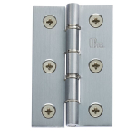 102 X 67 X 4mm Double Stainless Steel Washered Brass Butt Hinge - Satin Chrome