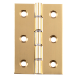 76 X 50 X 2.5mm Double Steel Washered Hinges - Satin Brass