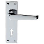 Polished Chrome Victorian Lever On Backplate - Standard Lock