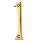 Polished Brass Numeral Face Fix - Number 1