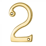 Polished Brass Numeral Face Fix - Number 2