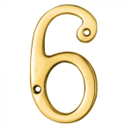 Polished Brass Numeral Face Fix - Number 6/9