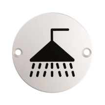 CBSEX1014 76mm Shower Symbol Sign - Satin Stainless Steel CBSEX1014 76mm Shower Symbol Sign - Satin Stainless Steel