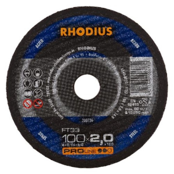 Rhodius FT33 Metal Cut Flat Disc - 100 X 2 X 16mm