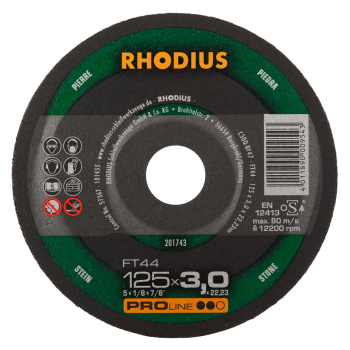 Rhodius FT44 Stone Cut Flat Disc - 115 X 3 X 22.23mm