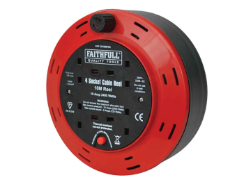 Faithfull 4 Socket 10m Cable Reel 240V/10A Faithfull 4 Socket 10m Cable Reel 240V/10A