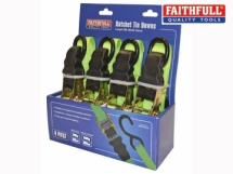 Faithfull Ratchet Tie-Downs 5M X 25mm - Green (4 Pack)