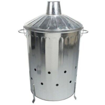 Galvanised Incinerator With Chimney Lid - 90L