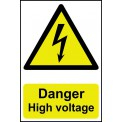 "Danger High Voltage" 200mm x 300mm Self Adhesive Sign