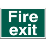 "Fire Exit" (Text Only) 300mm x 200mm Self Adhesive Sign
