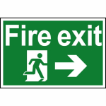 "Fire Exit" (Arrow Right) 300mm x 200mm Self Adhesive Sign