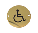 "Disabled" 75mm Round Sign - Satin Stainless Steel