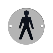 inchMaleinch 75mm Round Sign - Satin Anodised Aluminium inchMaleinch 75mm Round Sign - Satin Anodised Aluminium