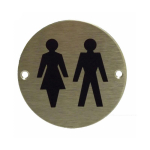 "Unisex" 75mm Round Sign - Satin Anodised Aluminium