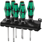 Wera 335/350/355 Screwdriver Set Kraftform Plus Lasertip & Rack, 6 Piece