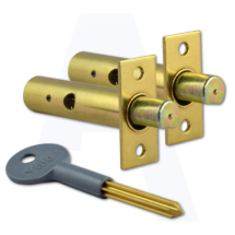 Yale Door Security Bolt - Polished Brass (2 Bolts + 1 Key)